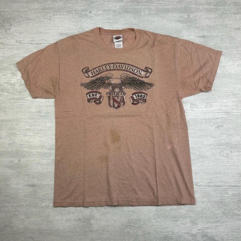Vintage Harley Davidson Shirt Adult Large Brown Sturgis Man O War Biker Kentucky